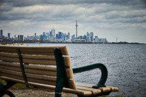 A view of the CN Tower from Humber Bay Shores, ON