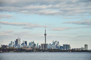 A view of the CN Tower from Humber Bay Shores, ON