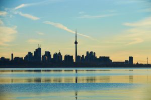 A view of the CN Tower from Humber Bay Shores, ON